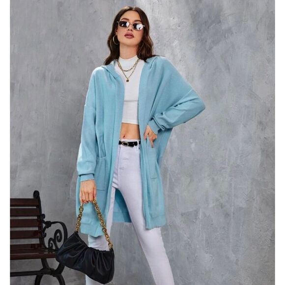 Beautiful Blue Hoodie Cardigan - Picture 4 of 5